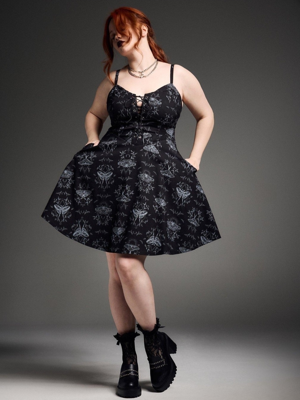 #2 Torrid Nightfall Mystic Moths Corset Mini Dress Black Size 2